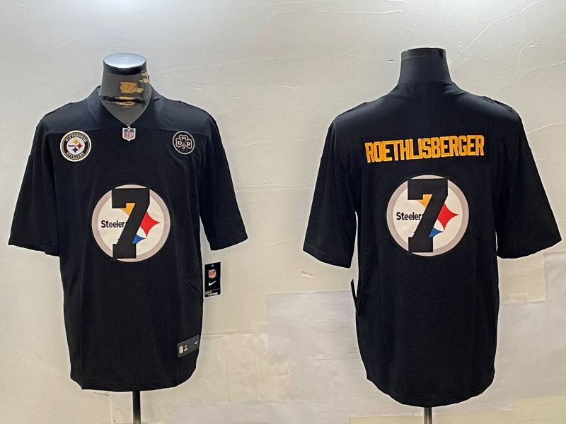 Men Pittsburgh Steelers #7 Roethlisberger Black Fashion 2024 Nike Limited NFL Jersey style 6